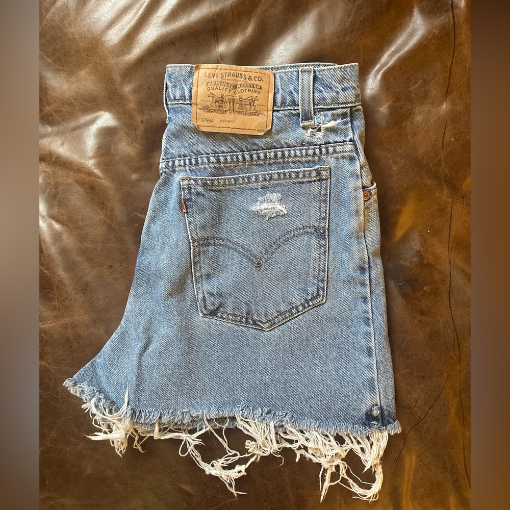 Levi's Blue Denim Skirt with Distressed Hem